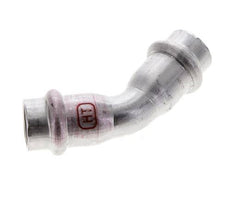 45deg Elbow Press Fitting - 15mm Female - Stainless Steel