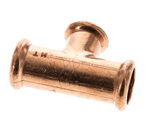 Tee Press Fitting - 15mm Female & 18mm - Copper alloy