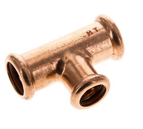 Tee Press Fitting - 15mm Female & 18mm - Copper alloy