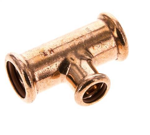 Tee Press Fitting - 15mm Female & 22mm - Copper alloy