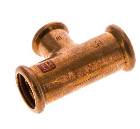 Tee Press Fitting - 18mm Female & 22mm - Copper alloy