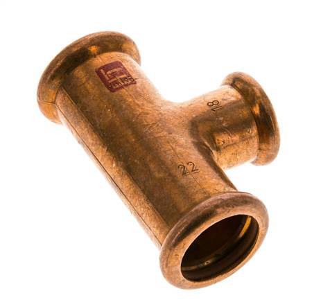 Tee Press Fitting - 18mm Female & 22mm - Copper alloy