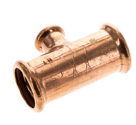 Tee Press Fitting - 15mm Female & 28mm - Copper alloy