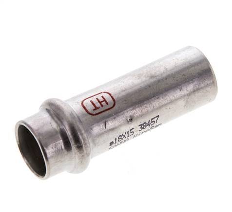 Press Fitting - 15mm Female & 18mm Male - Stainless Steel