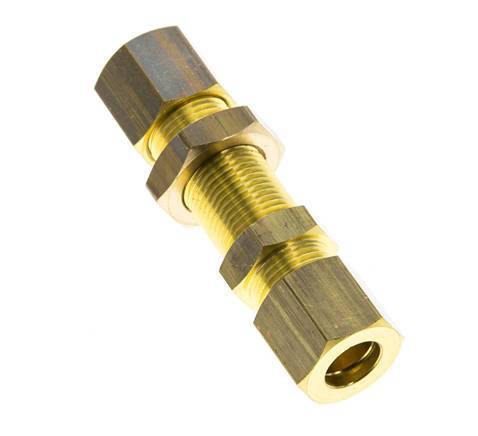 8mm Brass Straight Compression Fitting Bulkhead 135 bar DIN EN 1254-2