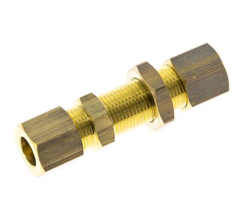 8mm Brass Straight Compression Fitting Bulkhead 135 bar DIN EN 1254-2
