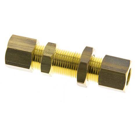 8mm Brass Straight Compression Fitting Bulkhead 135 bar DIN EN 1254-2