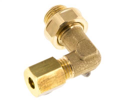 4mm & G1/8'' Brass Elbow Compression Fitting with Male Threads 150 bar NBR Adjustable DIN EN 1254-2