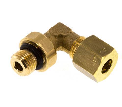 6mm & G1/8'' Brass Elbow Compression Fitting with Male Threads 150 bar NBR Adjustable DIN EN 1254-2