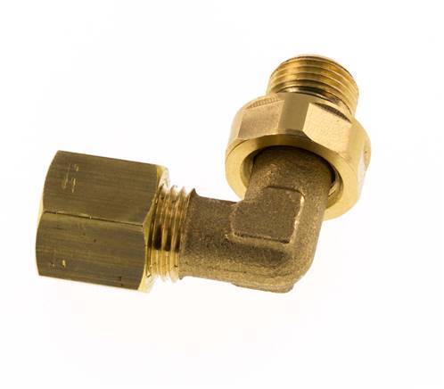 6mm & G1/8'' Brass Elbow Compression Fitting with Male Threads 150 bar NBR Adjustable DIN EN 1254-2