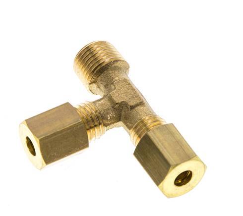 4mm & R1/8'' Brass Right Angle Tee Compression Fitting with Male Threads 150 bar DIN EN 1254-2 [2 Pieces]
