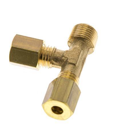 4mm & R1/8'' Brass Right Angle Tee Compression Fitting with Male Threads 150 bar DIN EN 1254-2 [2 Pieces]
