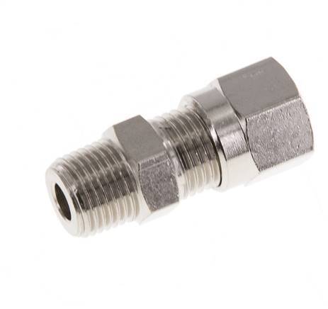 6LL & R1/8'' Nickel plated Brass Straight Cutting Fitting with Male Threads 100 bar ISO 8434-1 [5 Pieces]