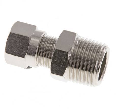 8LL & R3/8'' Nickel plated Brass Straight Cutting Fitting with Male Threads 100 bar ISO 8434-1 [2 Pieces]