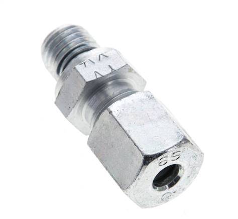 6S & M12x1.5 Zink plated Steel Straight Cutting Fitting with Male Threads 630 bar NBR ISO 8434-1 [2 Pieces]