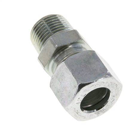 12L & R3/8'' Zink plated Steel Straight Cutting Fitting with Male Threads 315 bar ISO 8434-1 [2 Pieces]