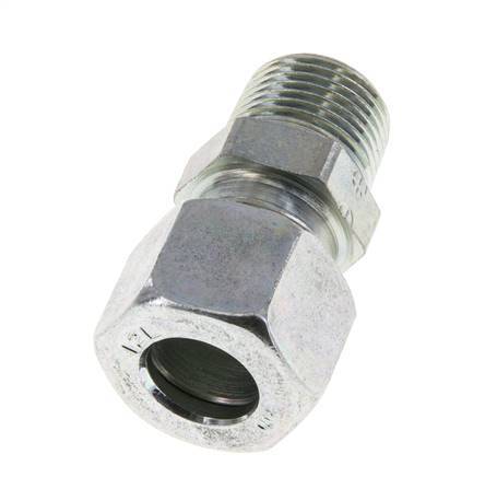 12L & R3/8'' Zink plated Steel Straight Cutting Fitting with Male Threads 315 bar ISO 8434-1 [2 Pieces]