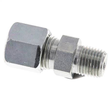 8S & R1/4'' Zink plated Steel Straight Cutting Fitting with Male Threads 630 bar ISO 8434-1 [2 Pieces]