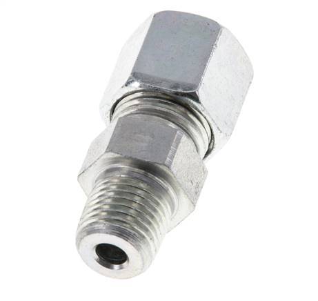 8S & R1/4'' Zink plated Steel Straight Cutting Fitting with Male Threads 630 bar ISO 8434-1 [2 Pieces]