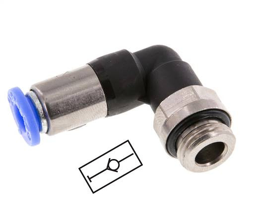 Push-In Fitting 4mm & G1/8'' Male Auto Shut-Off Elbow Brass/PBT 0-10bar (0-145psi) [2 Pieces]