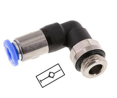 Push-In Fitting 6mm & G1/8'' Male Auto Shut-Off Elbow Brass/PBT 0-10bar (0-145psi) [2 Pieces]