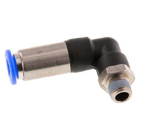Push-In Fitting 8mm & R1/8'' Male Auto Shut-Off Elbow Brass/PBT 0-10bar (0-145psi) [2 Pieces]