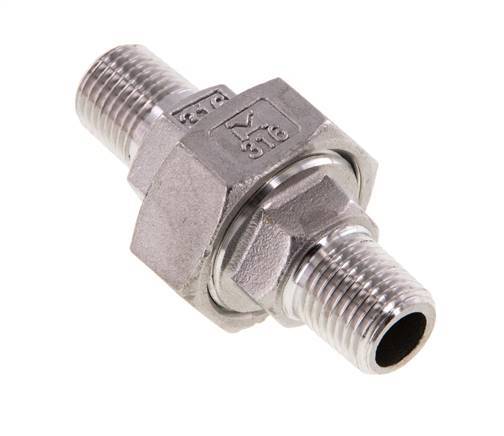 Union Straight Connector R1/4'' Stainless Steel Flat Seal PTFE 16bar (224.8psi)