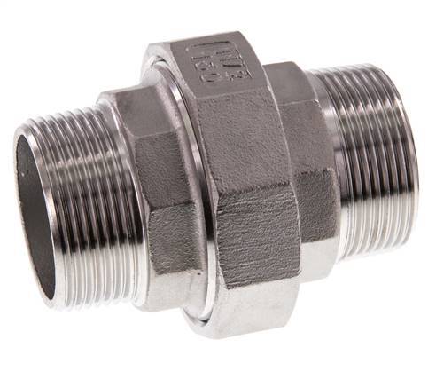 Union Straight Connector R1 1/2'' Stainless Steel Flat Seal PTFE 16bar (224.8psi)