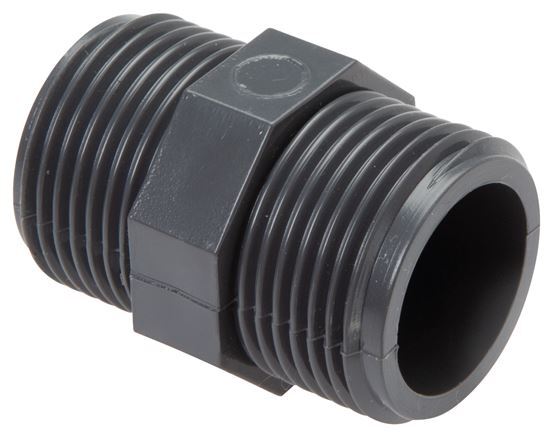 Reducing Double Nipple G3/4'' PVC-U 16bar (224.8psi) EN 1452-3 [5 Pieces]