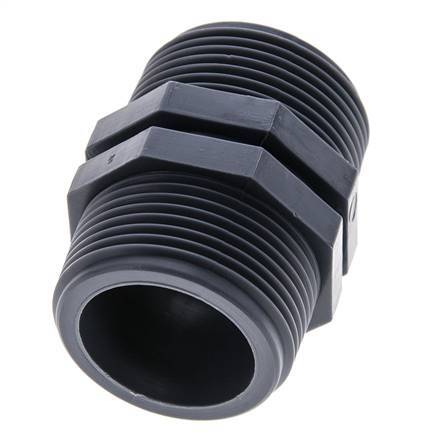 Double Nipple G1 1/4'' Polypropylene (pp) 10bar (140.5psi) FDA 46mm Hex