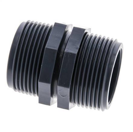 Double Nipple G1 1/4'' Polypropylene (pp) 10bar (140.5psi) FDA 46mm Hex