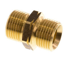Double Nipple G3/8'' Male x Male Left Hand Brass 16bar (224.8psi) 19mm Hex [2 Pieces]