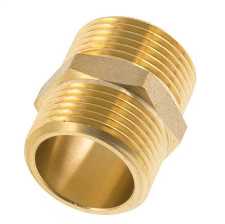Double Nipple G3/4'' Brass Flat Seal 16bar (224.8psi) 27mm Hex [2 Pieces]