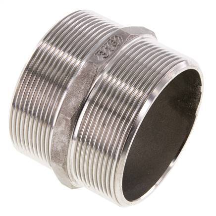 Double Nipple G2 1/2'' Stainless Steel Flat Seal 16bar (224.8psi) 78mm Hex