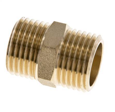 Double Nipple G1/2'' Brass Flat Seal 16bar (224.8psi) 21mm Hex [2 Pieces]