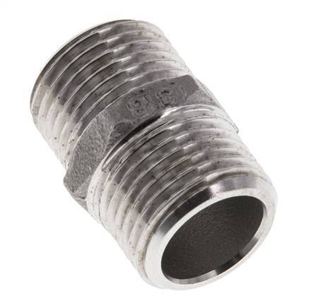 Double Nipple G1/2'' Stainless Steel Flat Seal 16bar (224.8psi) 22mm Hex