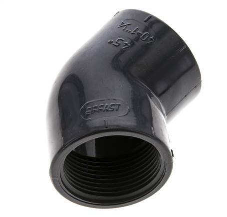 45deg Angled Fitting Rp1 1/4'' Female PVC-U 16bar (224.8psi) EN 1452-3 [2 Pieces]