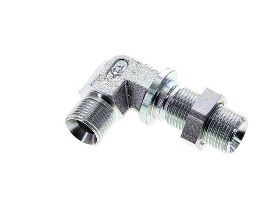 90deg Angled Fitting G3/8'' Bulkhead High Pressure Steel 60° Cone 325bar (4566.25psi) Hydraulic
