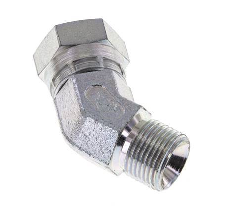 45deg Angled Fitting G3/8'' Female x Male High Pressure Steel 60° Cone 325bar (4566.25psi) Hydraulic