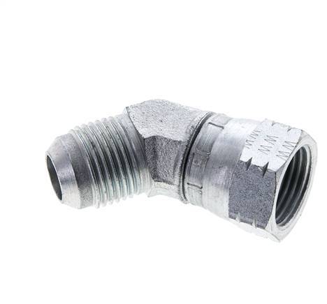 45deg JIC Angled Fitting UNF 7/8''-14 Male x Female Steel 210bar (2950.5psi)