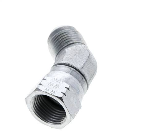 45deg JIC Angled Fitting UNF 7/8''-14 Male x Female Steel 210bar (2950.5psi)