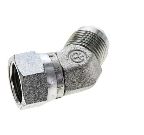 45deg JIC Angled Fitting UN 1-1/16''-12 Male x Female Steel 210bar (2950.5psi)