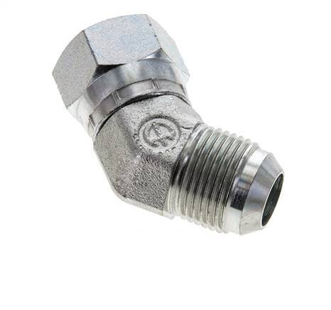 45deg JIC Angled Fitting UN 1-1/16''-12 Male x Female Steel 210bar (2950.5psi)