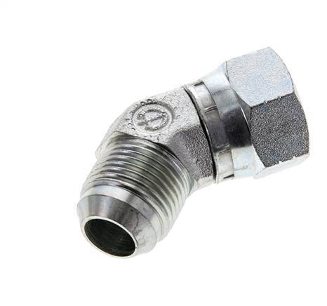 45deg JIC Angled Fitting UN 1-1/16''-12 Male x Female Steel 210bar (2950.5psi)