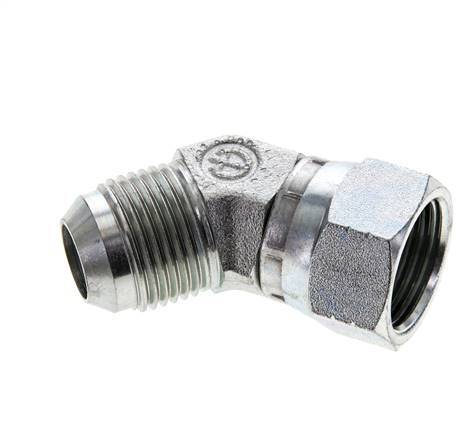 45deg JIC Angled Fitting UN 1-1/16''-12 Male x Female Steel 210bar (2950.5psi)