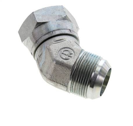 45deg JIC Angled Fitting UN 1-5/8''-12 Male x Female Steel 140bar (1967.0psi)