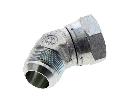 45deg JIC Angled Fitting UN 1-5/8''-12 Male x Female Steel 140bar (1967.0psi)