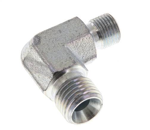 90deg Angled Reducing Fitting G1/8'' x G1/4'' High Pressure Steel 60° Cone 350bar (4917.5psi) Hydraulic