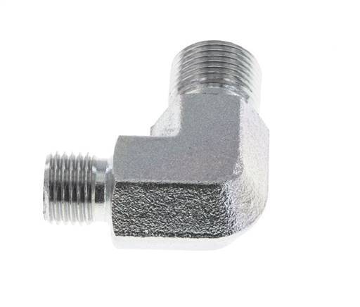 90deg Angled Reducing Fitting G1/4'' x G3/8'' High Pressure Steel 60° Cone 325bar (4566.25psi) Hydraulic