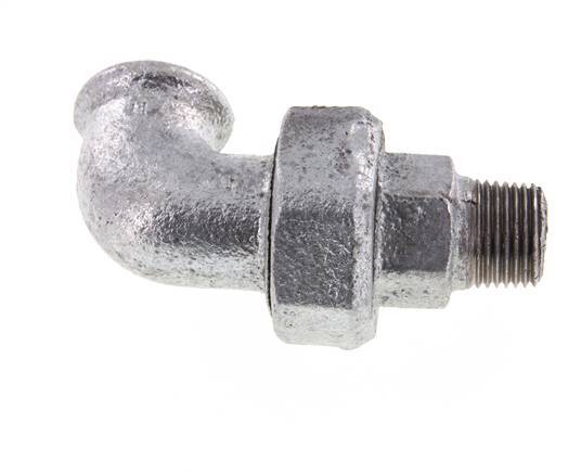 90deg Angled Connector 1/2'' Male R x Female Rp Cast Iron Conical Seal 25bar (351.25psi)